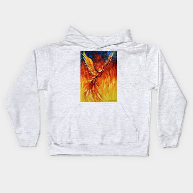 Phoenix bird Kids Hoodie by OLHADARCHUKART